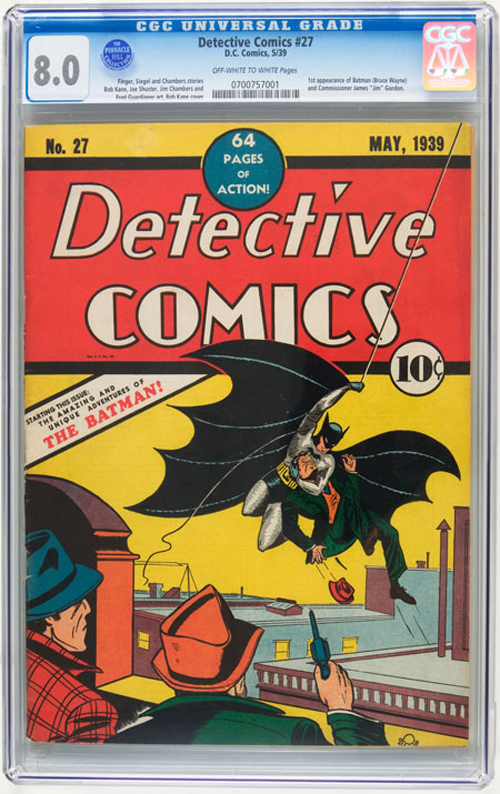 Detective Comics No. 27: The first appearance of Batman in a comic book (May, 1939) Detective Comics No. 27: The first appearance of Batman in a comic book (May, 1939)