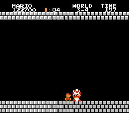 Mario interrupts Toad